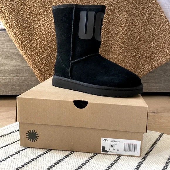 UGG | Shoes | Ugg Classic Short Rubber Logo | Poshmark